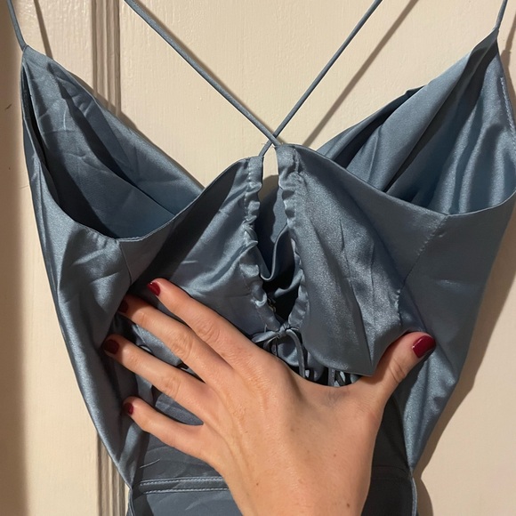 SOLD Satin Dress NWT Blue XS Runaway The Label - Picture 9 of 11